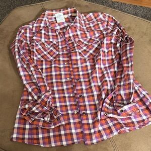 Ascend Purple and Orange Plaid Shirt